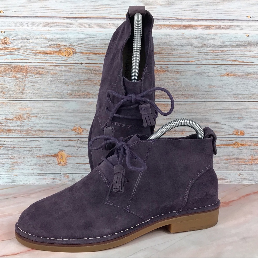 Hush Puppies Cara Catelyn Chukka Suede Booties w/ Tassel Laces